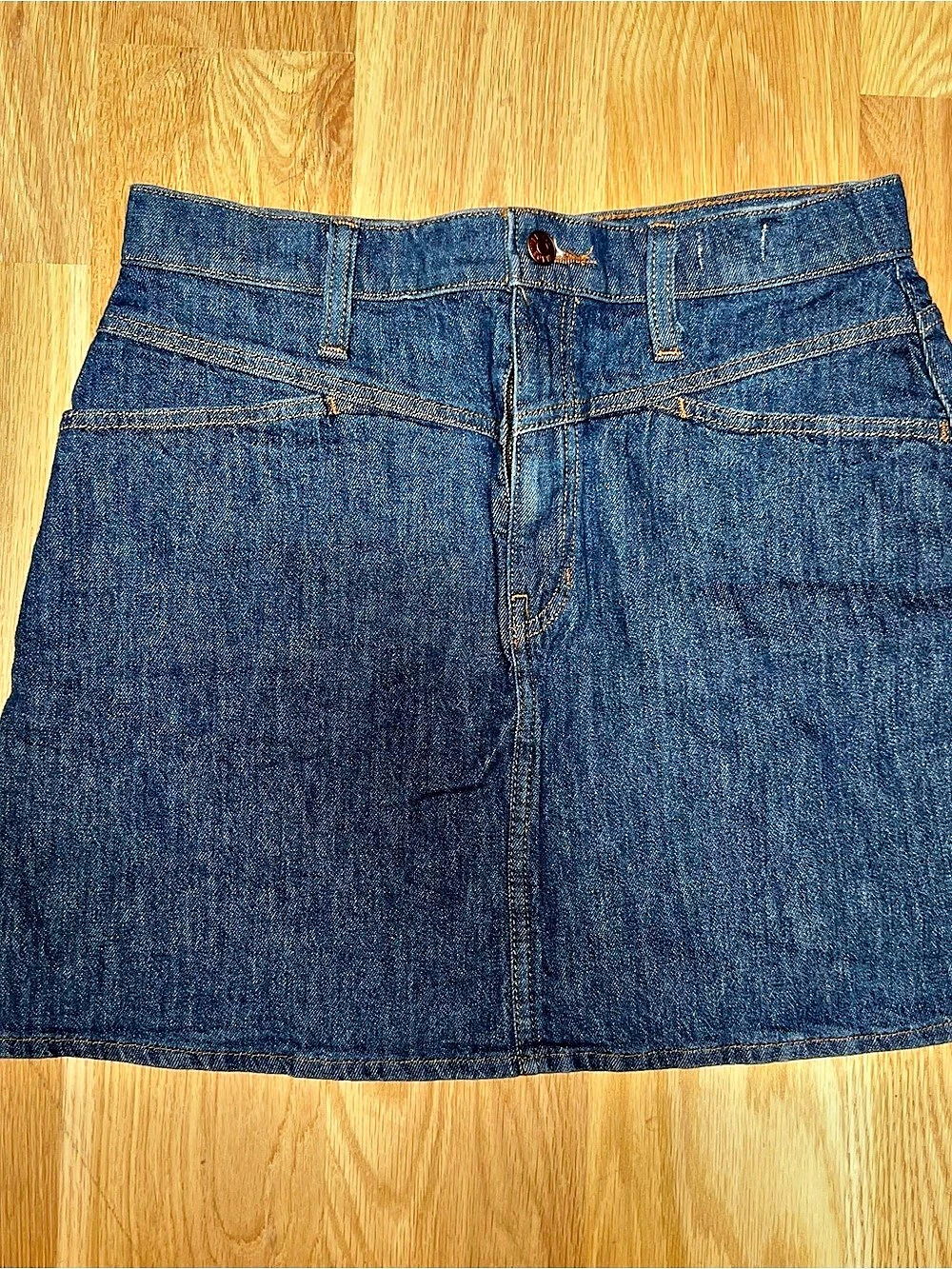 Madewell Novelty Yoke A-Line Stretch Denim Skirt Denim Mini Skirt Waist 28